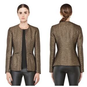 Theyskens’ Theory Jelsor Blazer Plaid Metallic Gold Zip Jacket